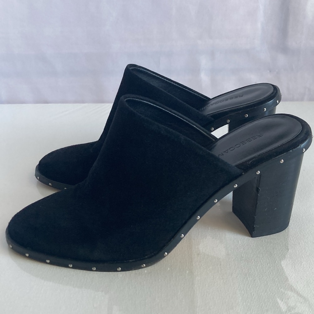 Rebecca Minkoff Black Suede Leather Mules Size 6